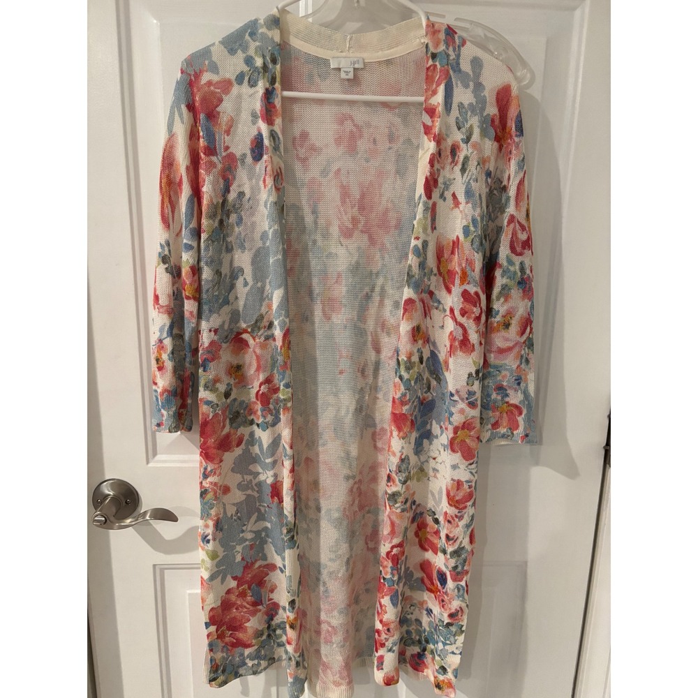 J Jill Floral Duster‎ Cardigan Lightweight Open Front XS